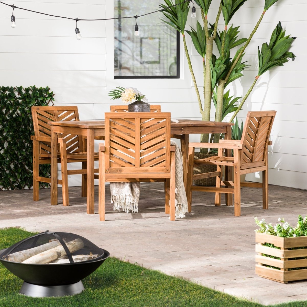 Walker Edison Vincent 5-Piece Outdoor Patio Dining Set - lily & onyx