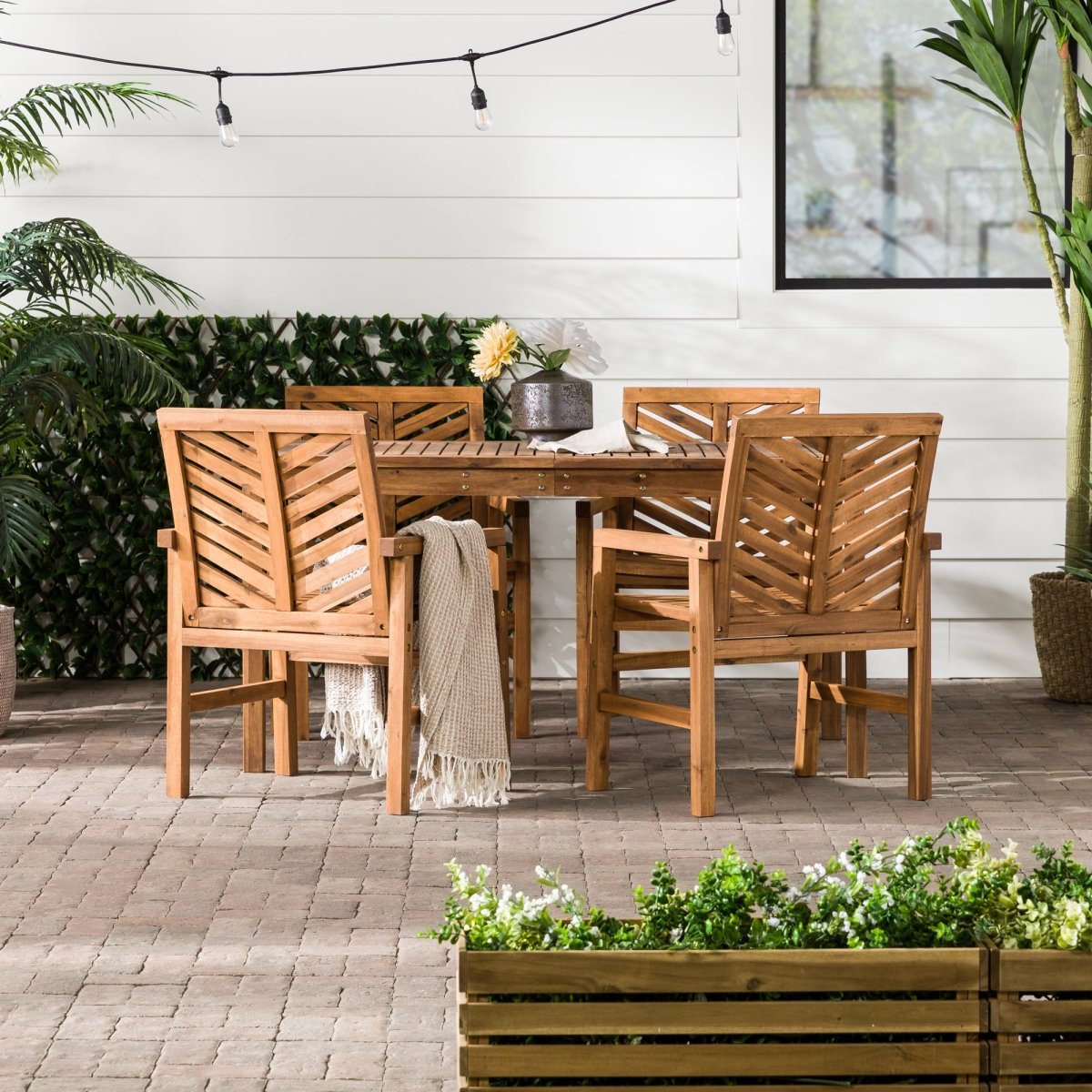 Walker Edison Vincent 5-Piece Outdoor Patio Dining Set - lily & onyx