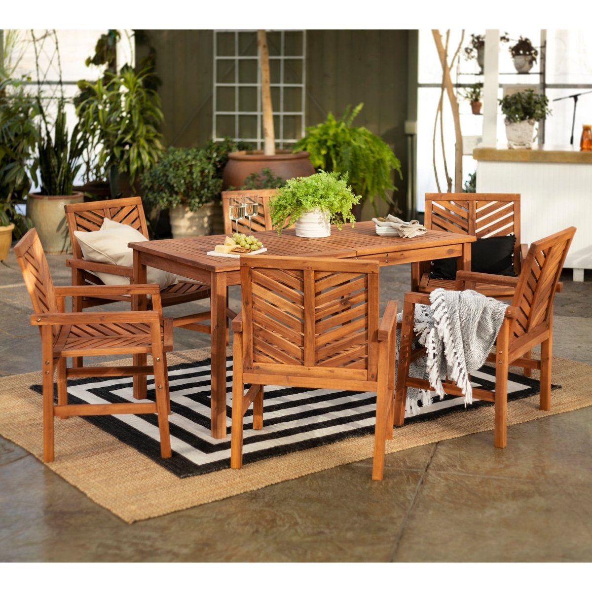 Walker Edison Vincent 7-Piece Outdoor Patio Dining Set - lily & onyx