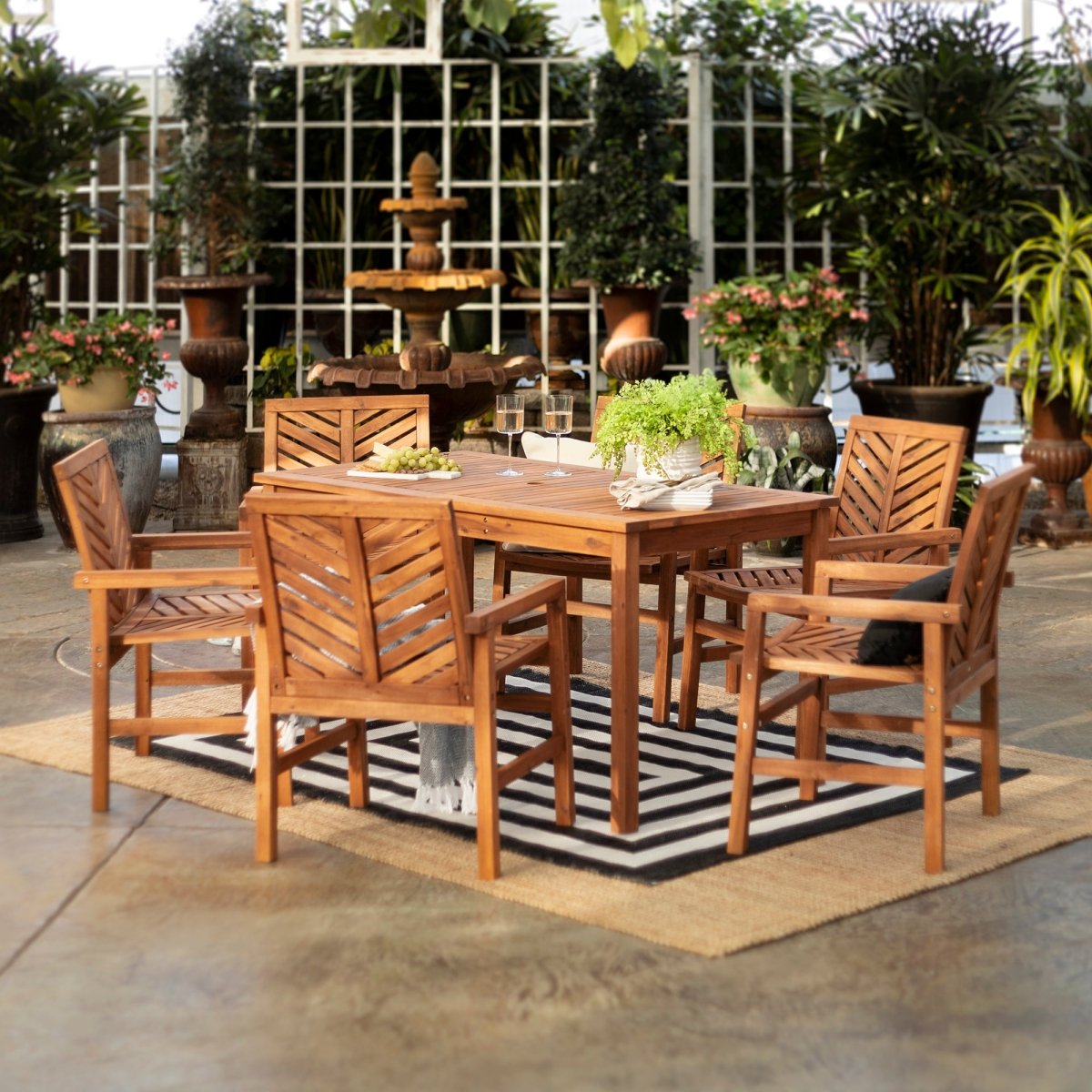 Walker Edison Vincent 7-Piece Outdoor Patio Dining Set - lily & onyx