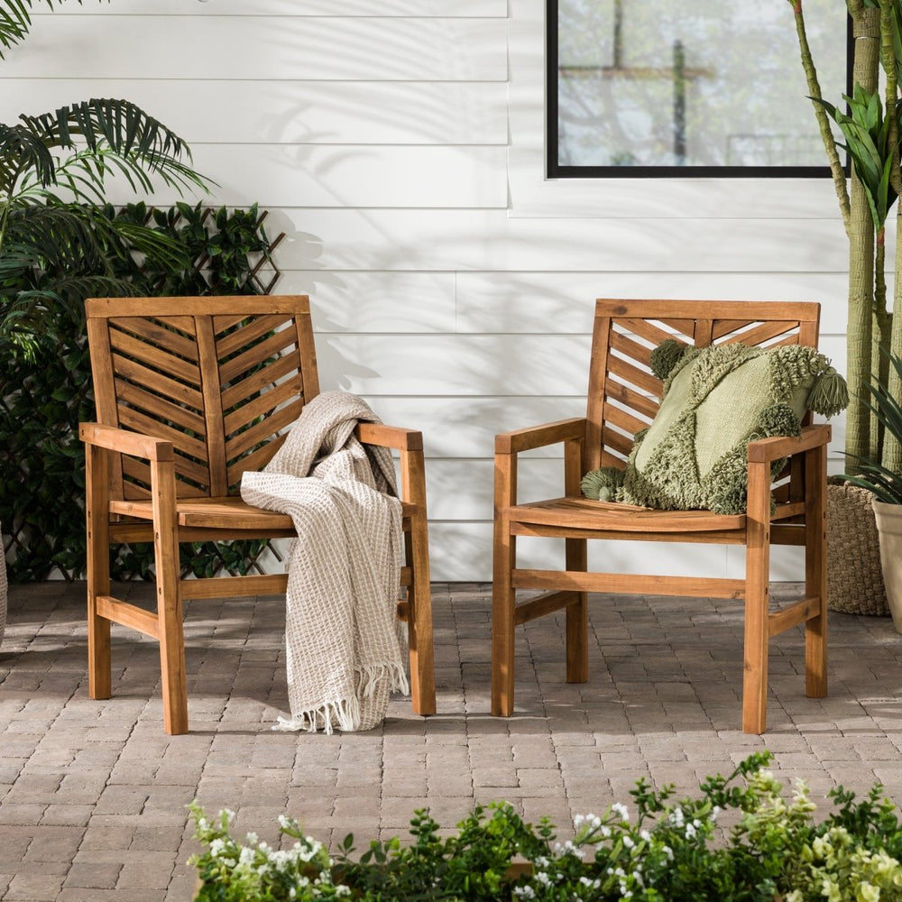 Walker Edison Vincent Patio Wood Chairs, Set of 2 - lily & onyx