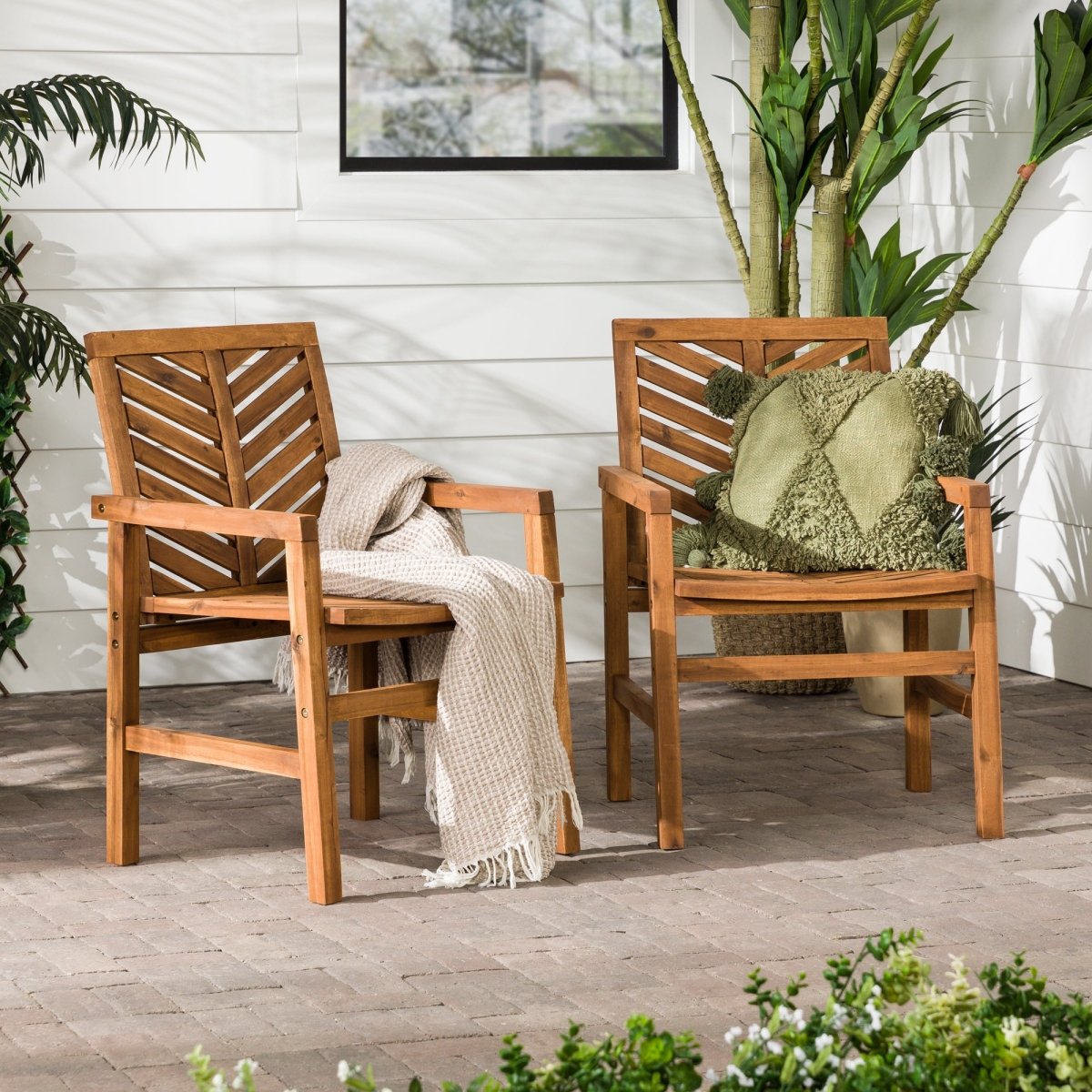 Walker Edison Vincent Patio Wood Chairs, Set of 2 - lily & onyx