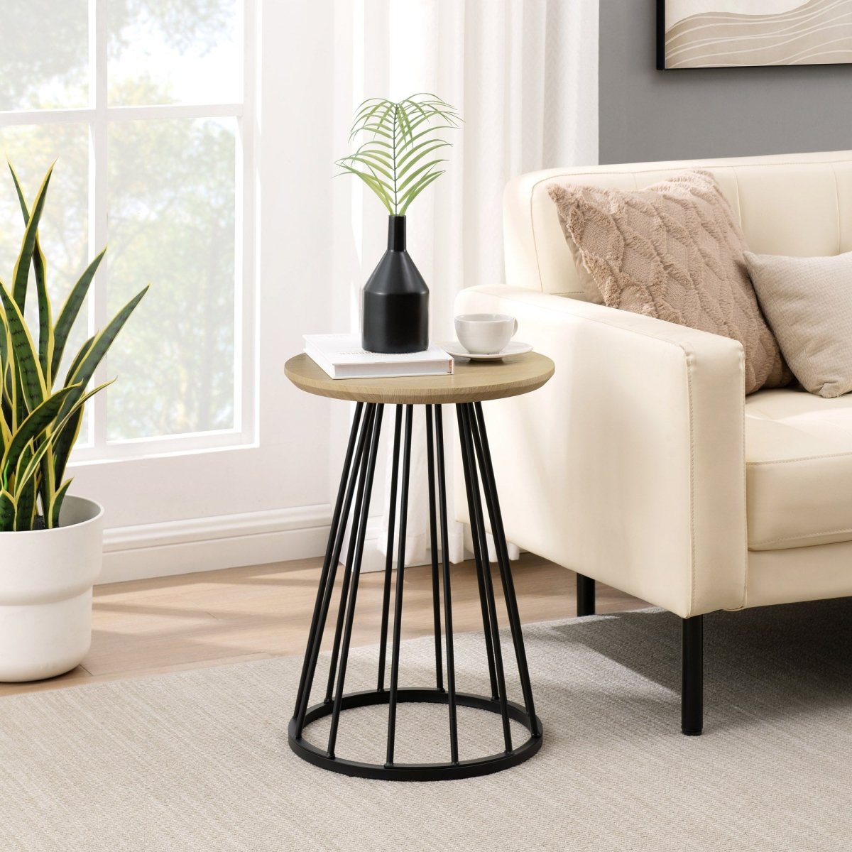 Walker Edison Vivian 16" Modern Side Table with Metal Caged Base - lily & onyx