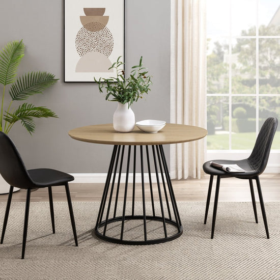 Walker Edison Vivian Modern Round Dining Table with Metal Base - lily & onyx