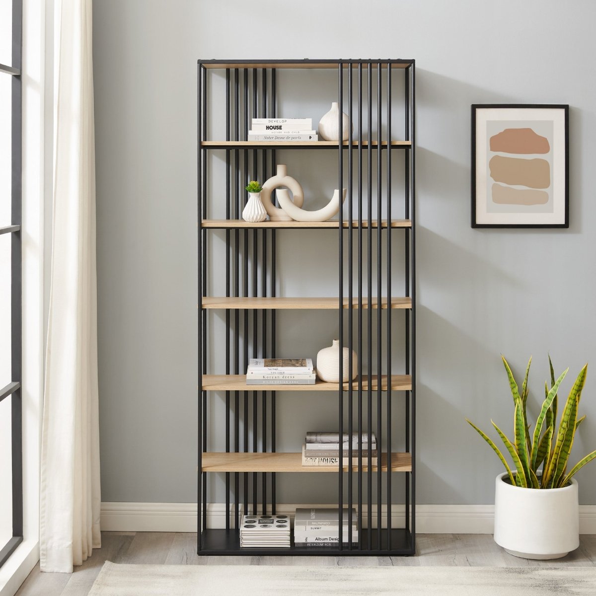 Walker Edison Vulcan 79" Minimalist Open Slat Bookshelf - lily & onyx