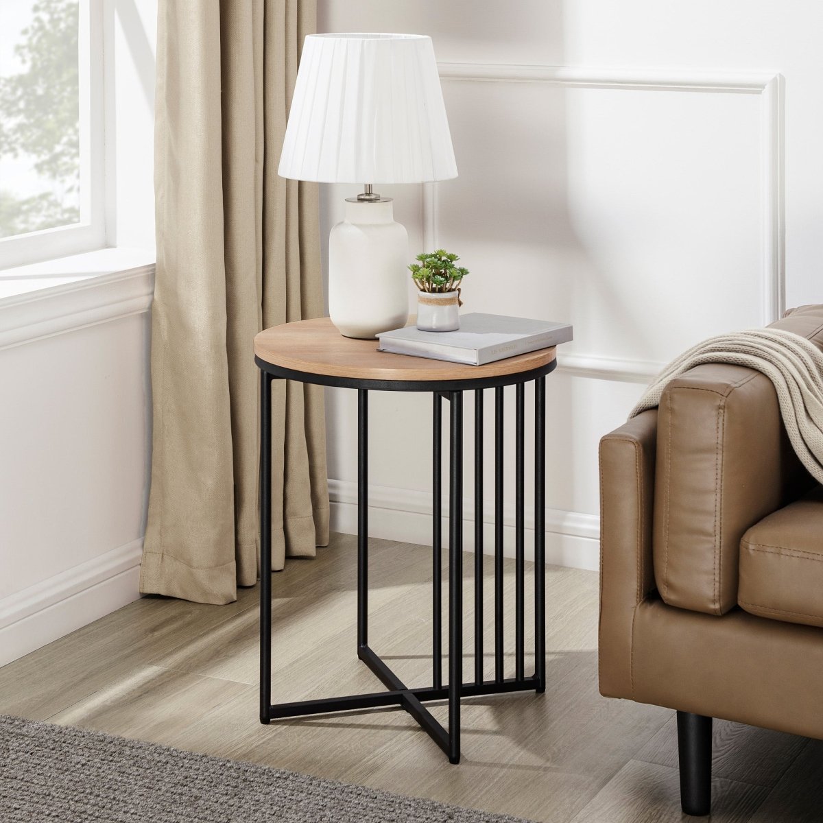 Walker Edison Vulcan Minimalist Metal Slatted Side Table - lily & onyx