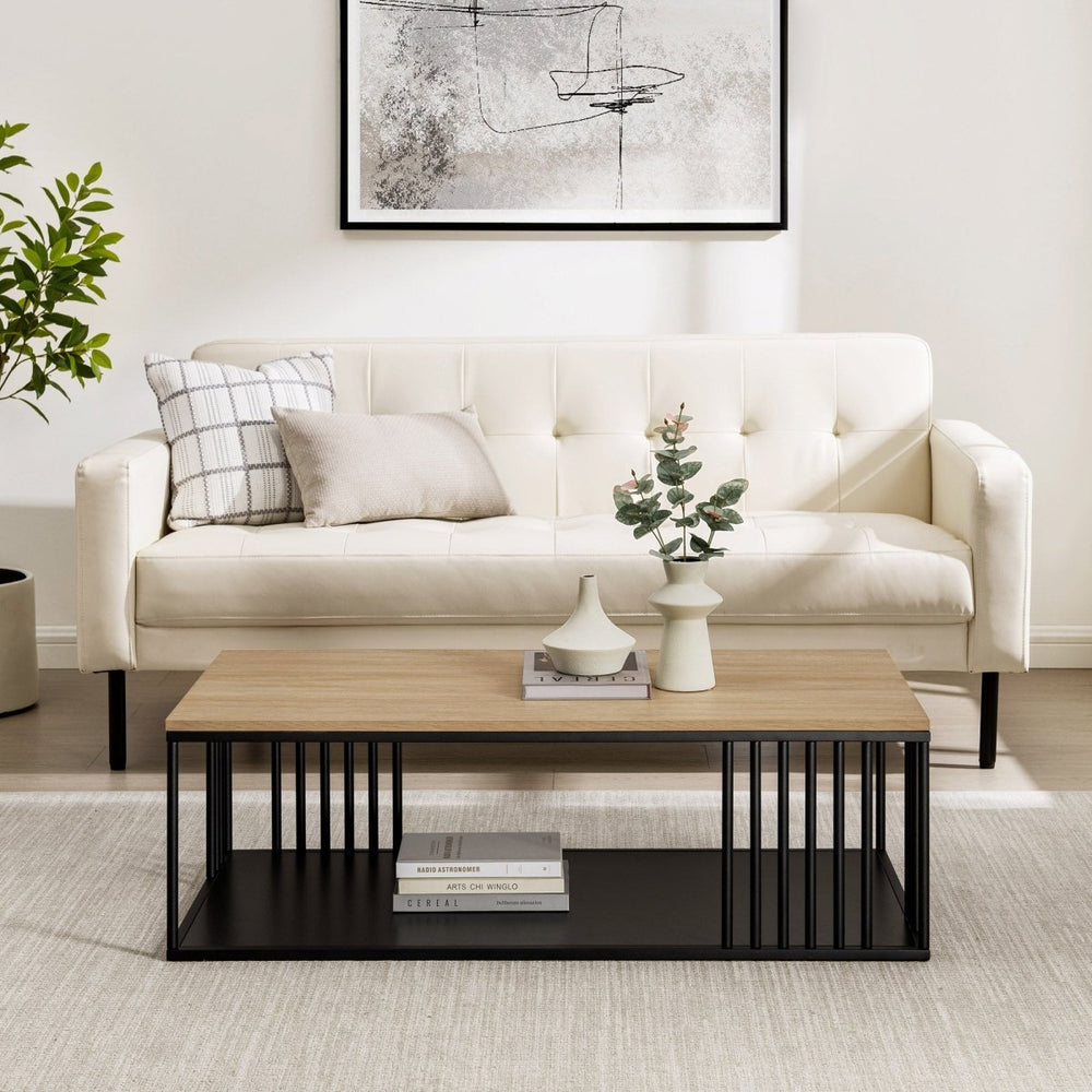 Walker Edison Vulcan Modern Minimalist Slatted-Metal Rectangle Coffee Table - lily & onyx