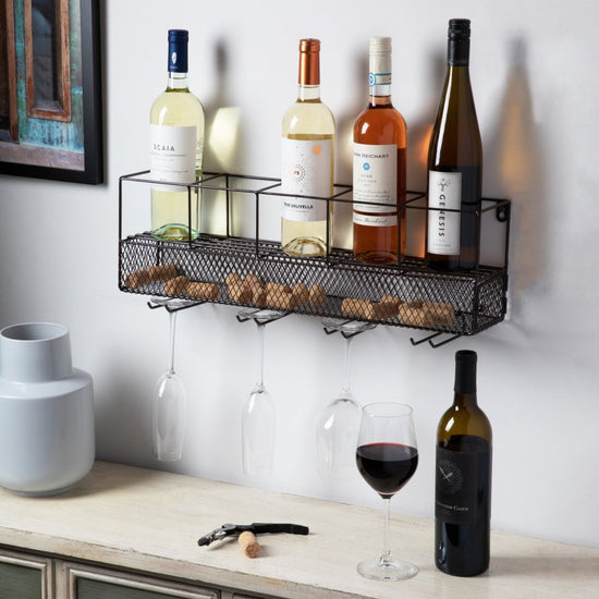 TRUE Wall Mounted Wire Wine Shelf and Cork Cage - lily & onyx