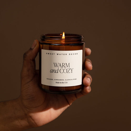 Sweet Water Decor Warm and Cozy Soy Candle - Amber Jar - 9 oz - lily & onyx