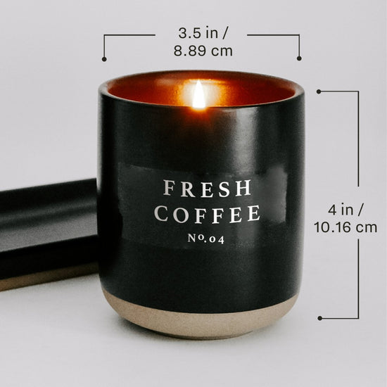 Sweet Water Decor Warm and Cozy Soy Candle - Black Stoneware Jar - 12 oz - lily & onyx