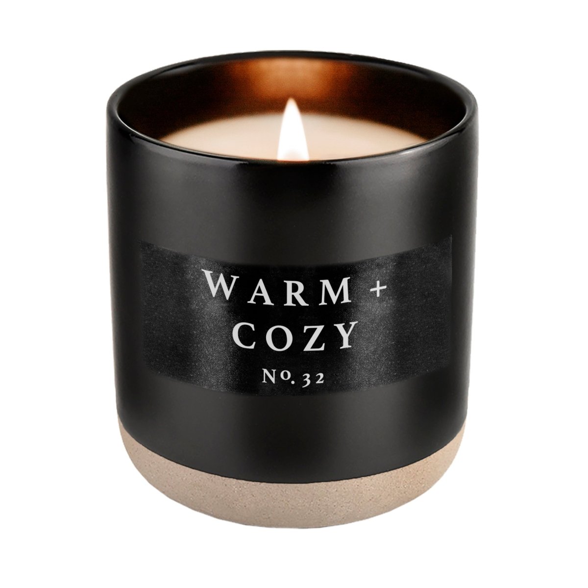 Sweet Water Decor Warm and Cozy Soy Candle - Black Stoneware Jar - 12 oz - lily & onyx