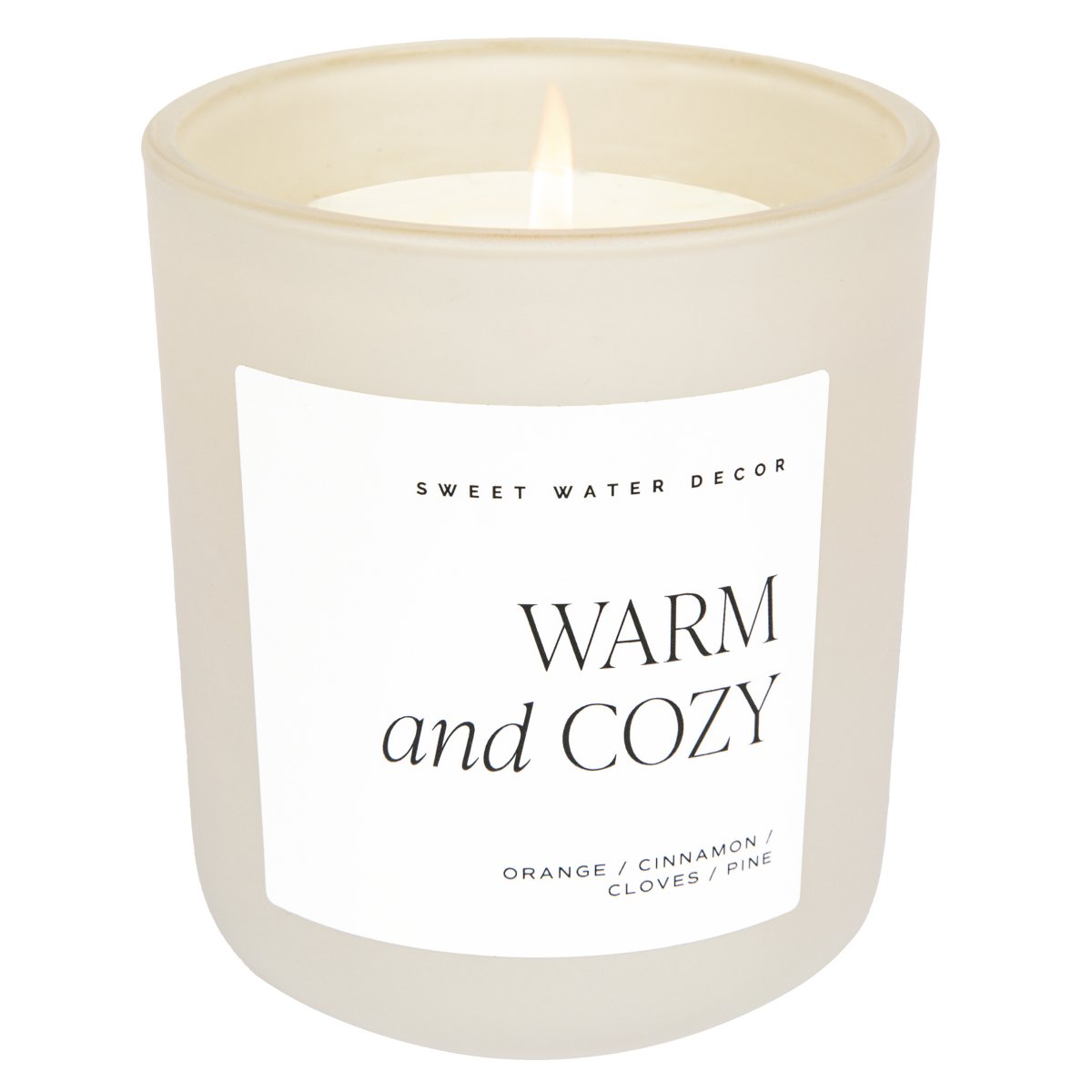 Sweet Water Decor Warm and Cozy Soy Candle - Tan Matte Jar - 15 oz - lily & onyx