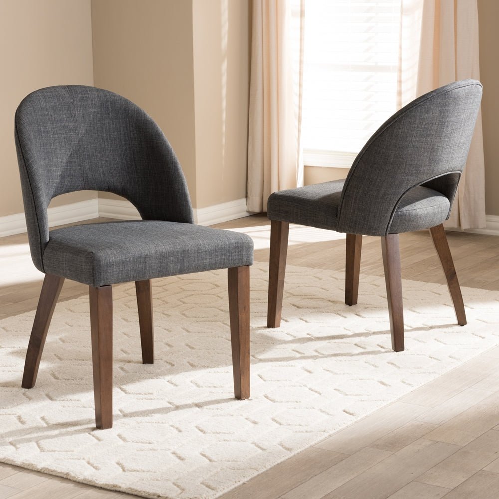 
                      
                        Baxton Studio Wesley Mid Century Modern Fabric Upholstered Walnut Finished Wood Dining Chair, Set Of 2 - lily & onyx
                      
                    
