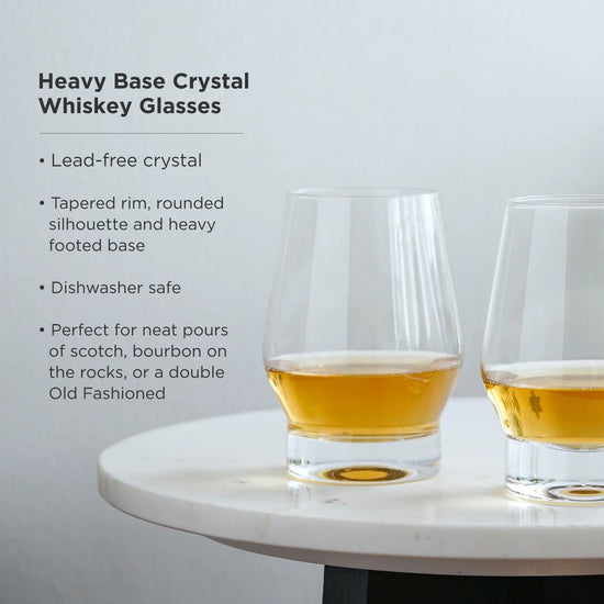 Viski Whiskey Glasses with Heavy Footed Base, Set of 2 - lily & onyx