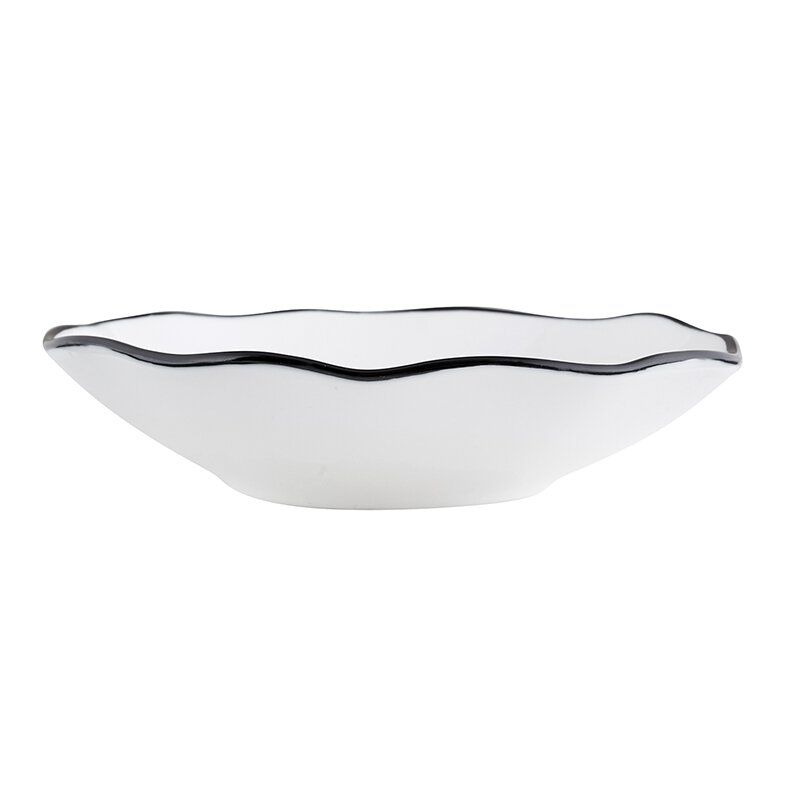 Santa Barbara Design Studio White Ceramic Bowl With Black Rim, Set of 2 - lily & onyx