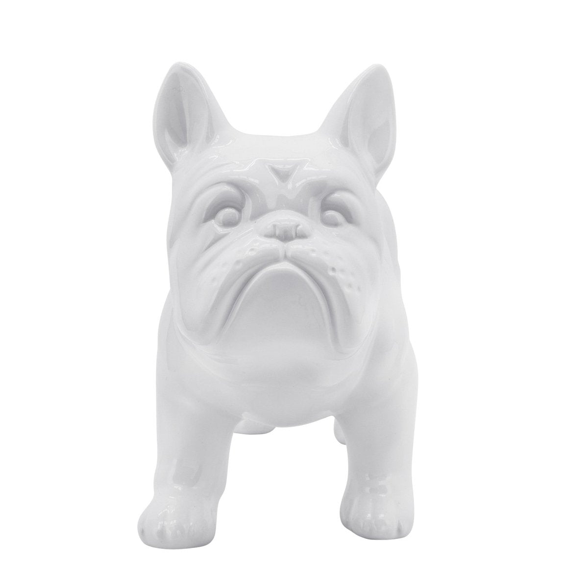 Sagebrook Home White Ceramic Bulldog Figurine, 13"L - lily & onyx