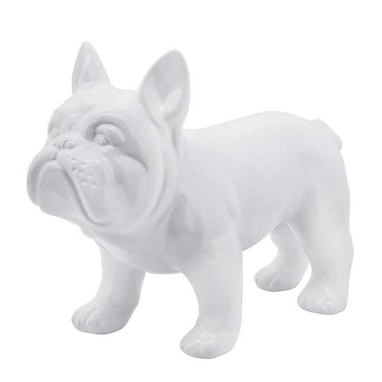 Sagebrook Home White Ceramic Bulldog Figurine, 13"L - lily & onyx