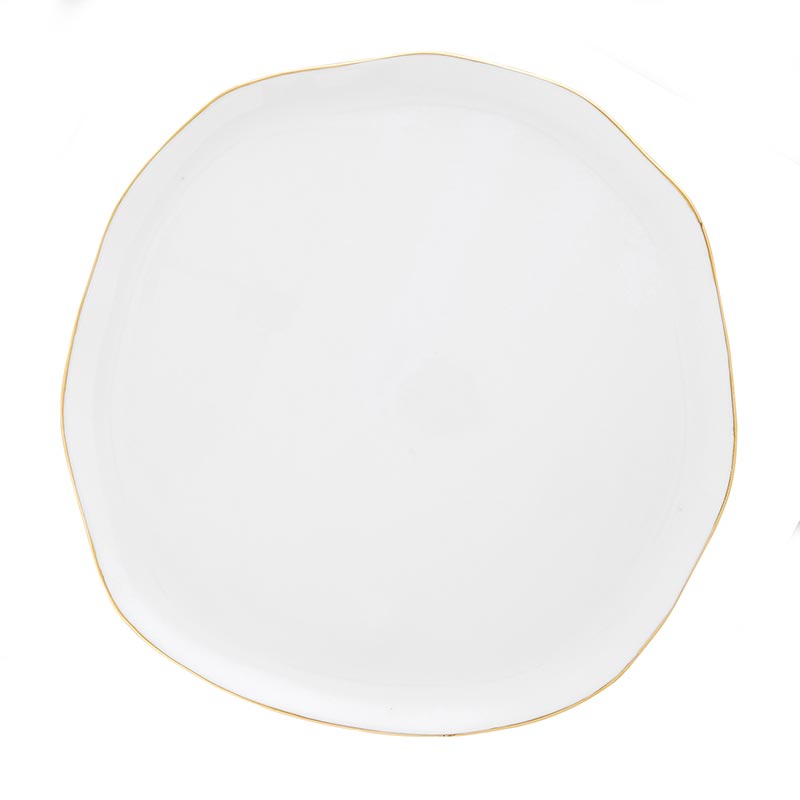 Santa Barbara Design Studio White Ceramic Tray With Gold Rim Accent, Set Of 2 - lily & onyx