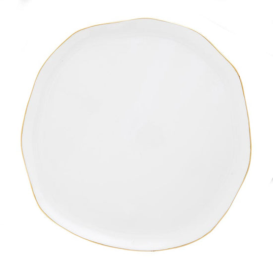 Santa Barbara Design Studio White Ceramic Tray With Gold Rim Accent, Set Of 2 - lily & onyx