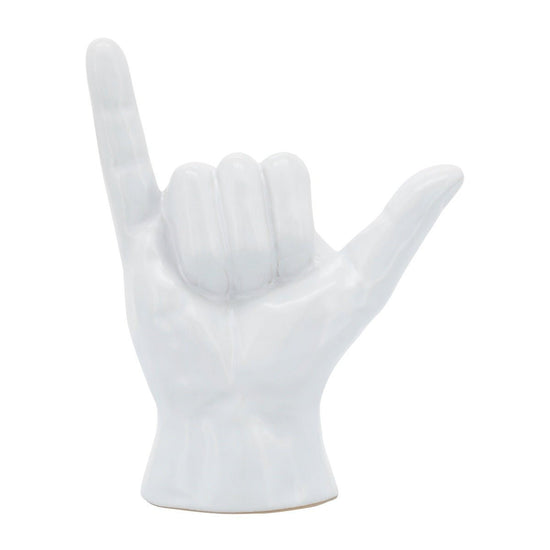 Sagebrook Home White Hang Loose Ceramic Hand Figurine, 7" - lily & onyx