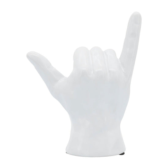 Sagebrook Home White Hang Loose Ceramic Hand Figurine, 7" - lily & onyx