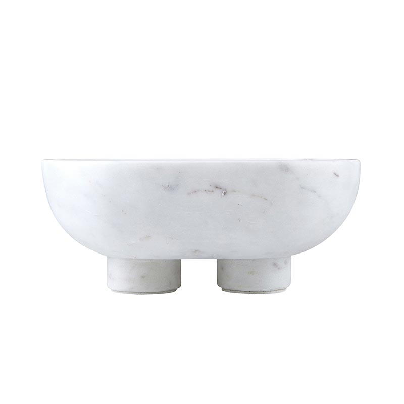 Santa Barbara Design Studio White Marble Footed Serving Bowl, Set of 2 - lily & onyx