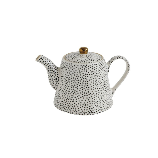 lily & onyx White Stoneware Teapot With Black Speckles & Gold Electroplating - lily & onyx