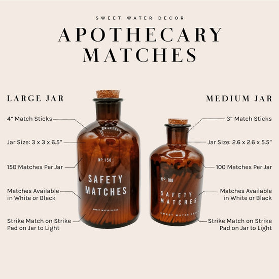 Sweet Water Decor White Tip Medium Amber Apothecary Safety Matches - 100 Count, 3" - lily & onyx