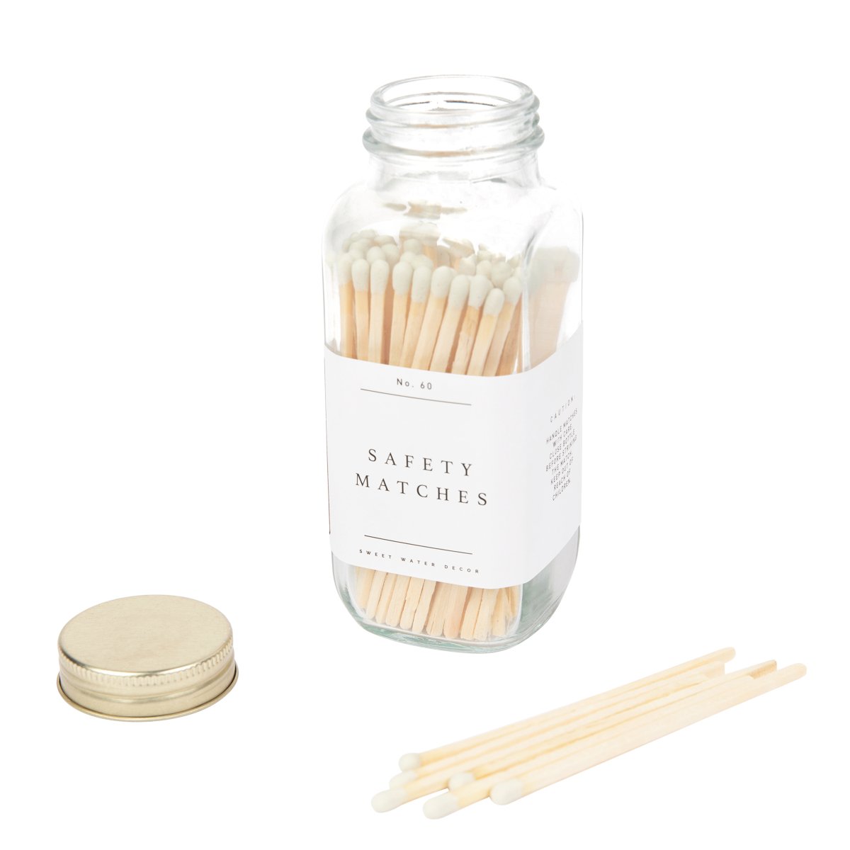 Sweet Water Decor White Tip Safety Matches - 60 Count, 3.75" - lily & onyx