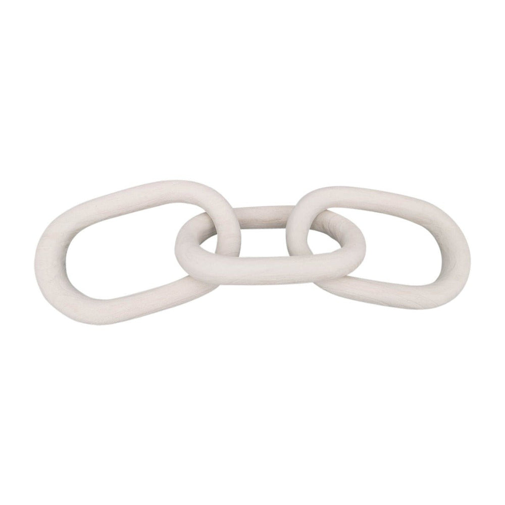 Sagebrook Home White Wood 3 Chain Link Figurine, 28"