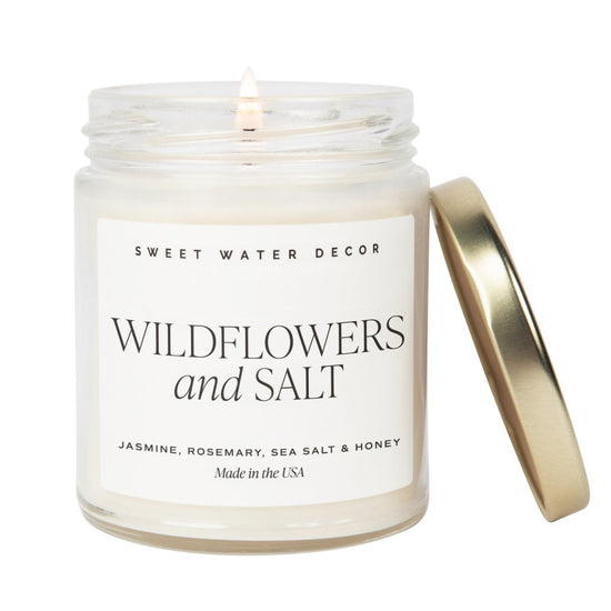 Sweet Water Decor Wildflowers and Salt Soy Candle - Clear Jar - 9 oz - lily & onyx