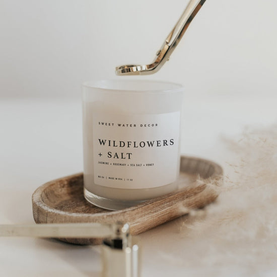 Sweet Water Decor Wildflowers and Salt Soy Candle - White Jar - 11 oz - lily & onyx