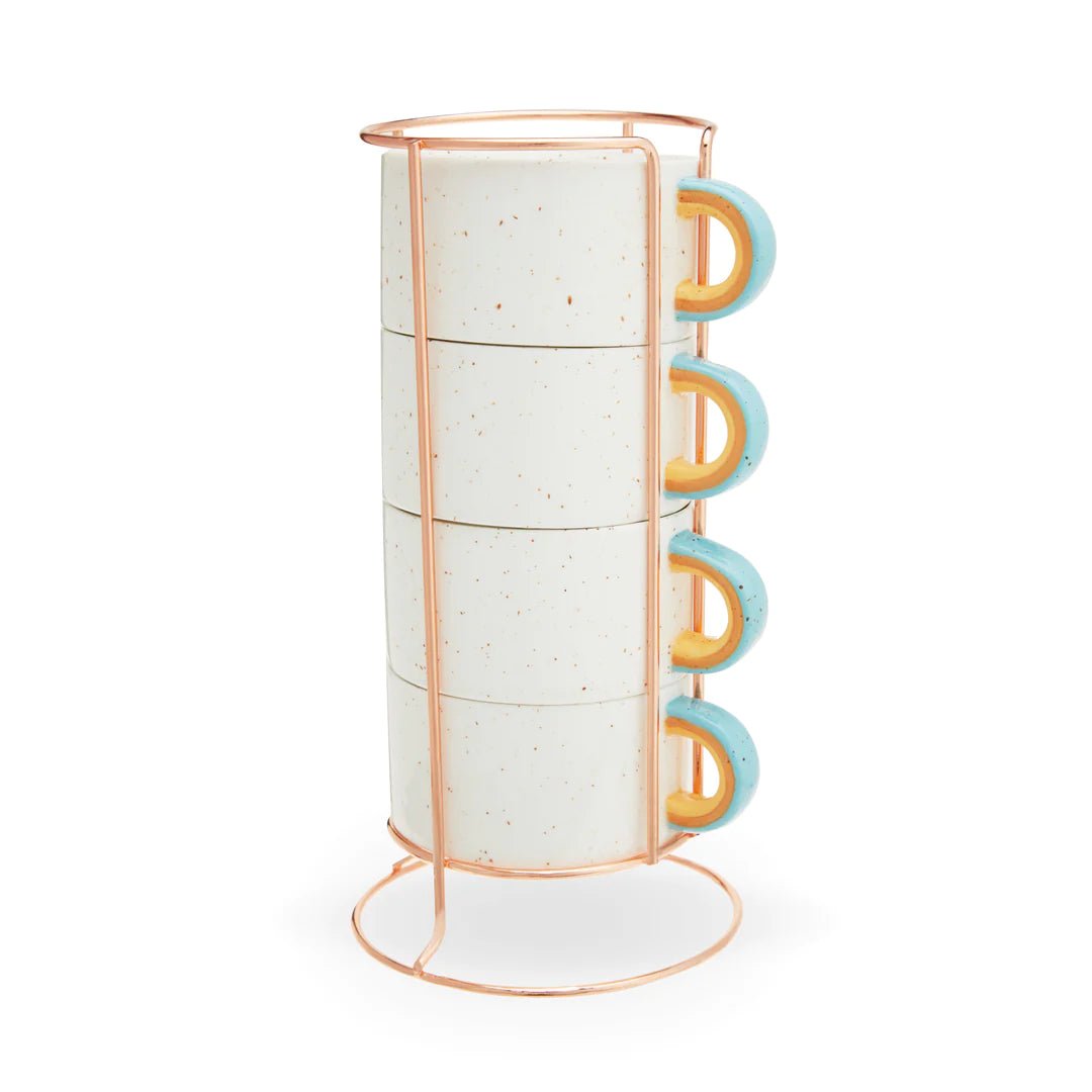 Pinky Up Winona™ Stackable Mugs & Stand, 10 Oz - Set of 4 - lily & onyx