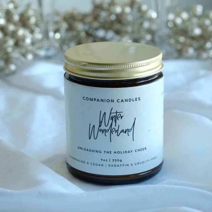 Companion Candles Winter Wonderland | 9 Oz Glass Candle | Champagne & Cedar - lily & onyx