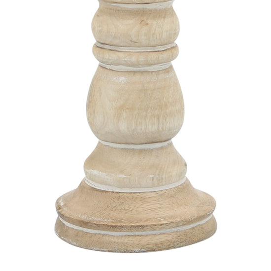 Sagebrook Home Wooden Pillar Candle Holder, Natural - lily & onyx