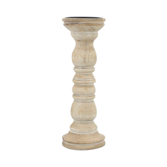Sagebrook Home Wooden Pillar Candle Holder, Natural - lily & onyx