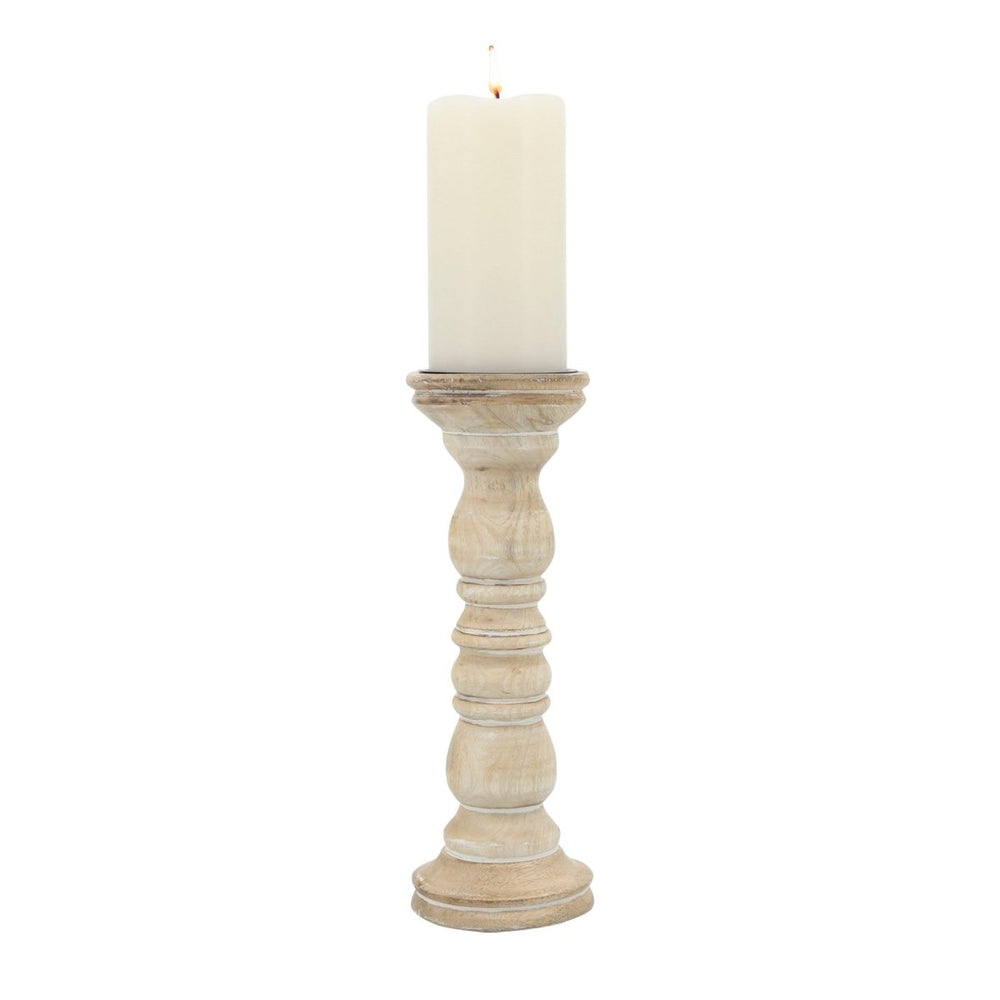 
                      
                        Sagebrook Home Wooden Pillar Candle Holder, Natural - lily & onyx
                      
                    