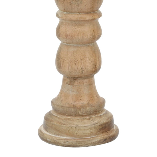 Sagebrook Home Wooden Pillar Candle Holder, Natural - lily & onyx