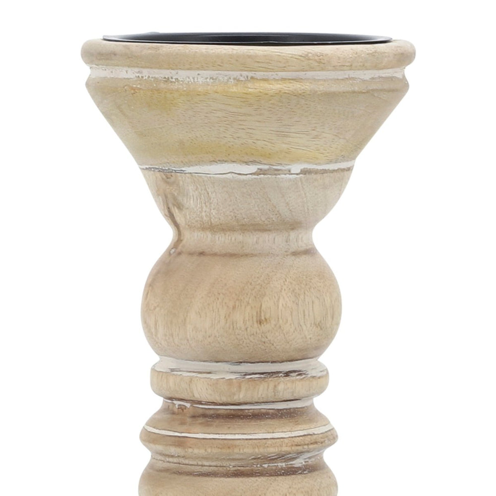 
                      
                        Sagebrook Home Wooden Pillar Candle Holder, Natural - lily & onyx
                      
                    