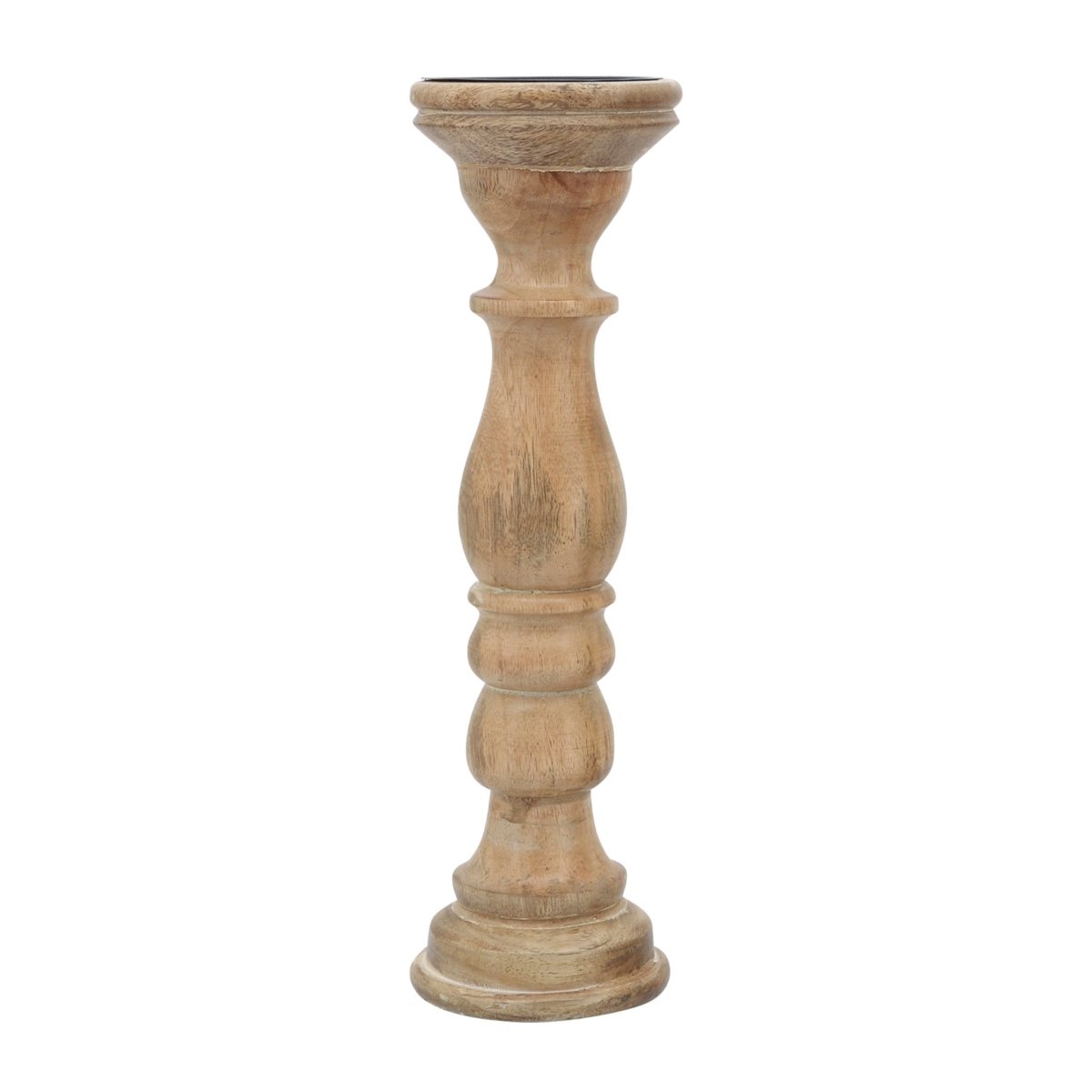 Sagebrook Home Wooden Pillar Candle Holder, Natural - lily & onyx