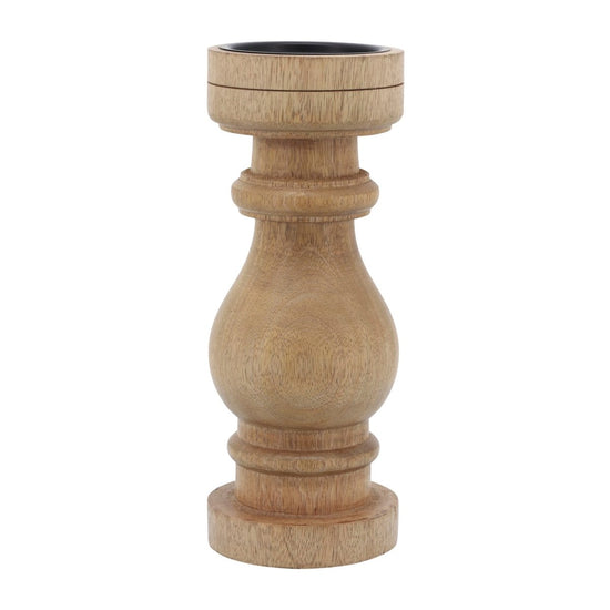 Sagebrook Home Wooden Pillar Candle Stand, Natural, 11"H - lily & onyx