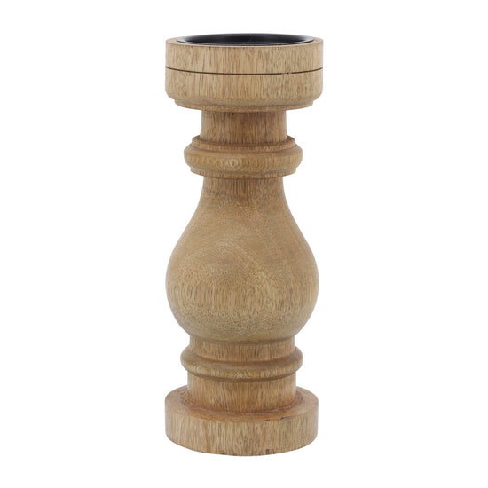 Sagebrook Home Wooden Pillar Candle Stand, Natural, 11"H - lily & onyx