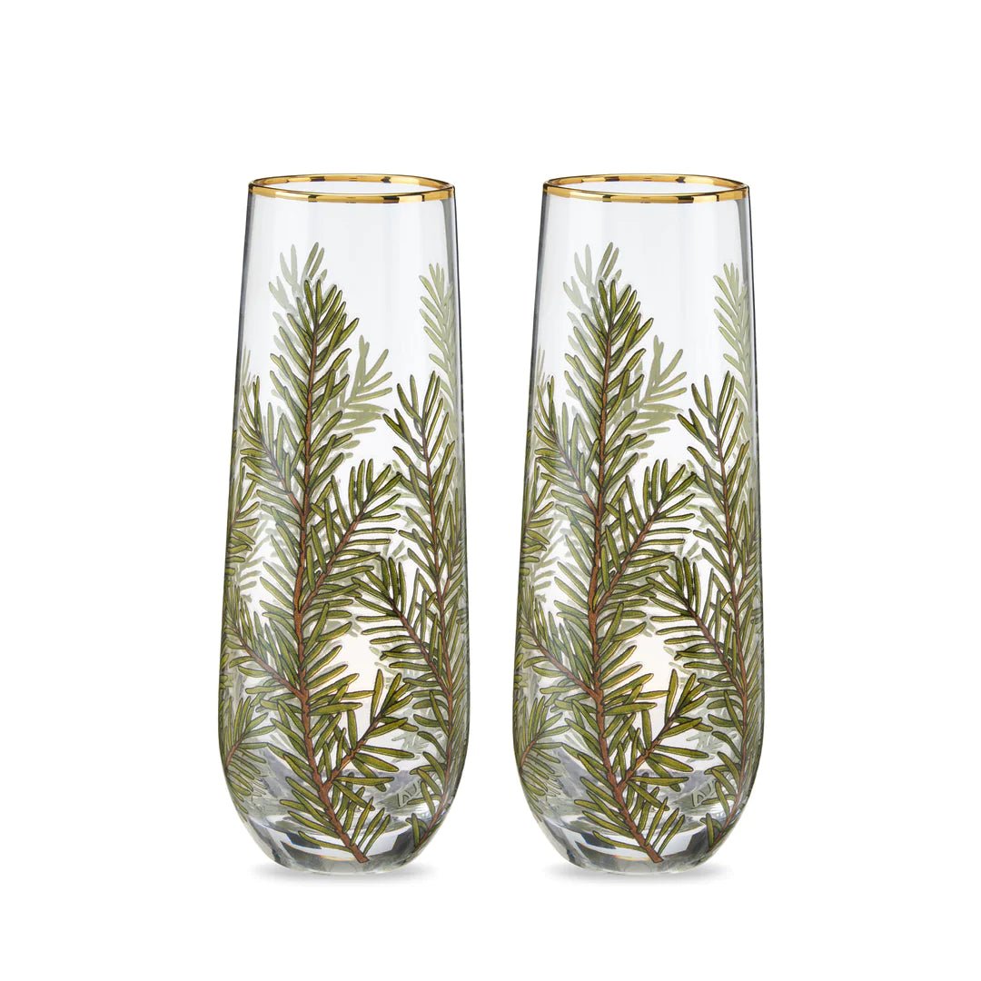 Twine Woodland Stemless Champagne Flute, Set of 2 - lily & onyx