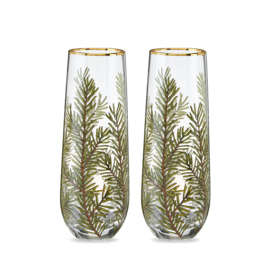 Twine Woodland Stemless Champagne Flute, Set of 2 - lily & onyx