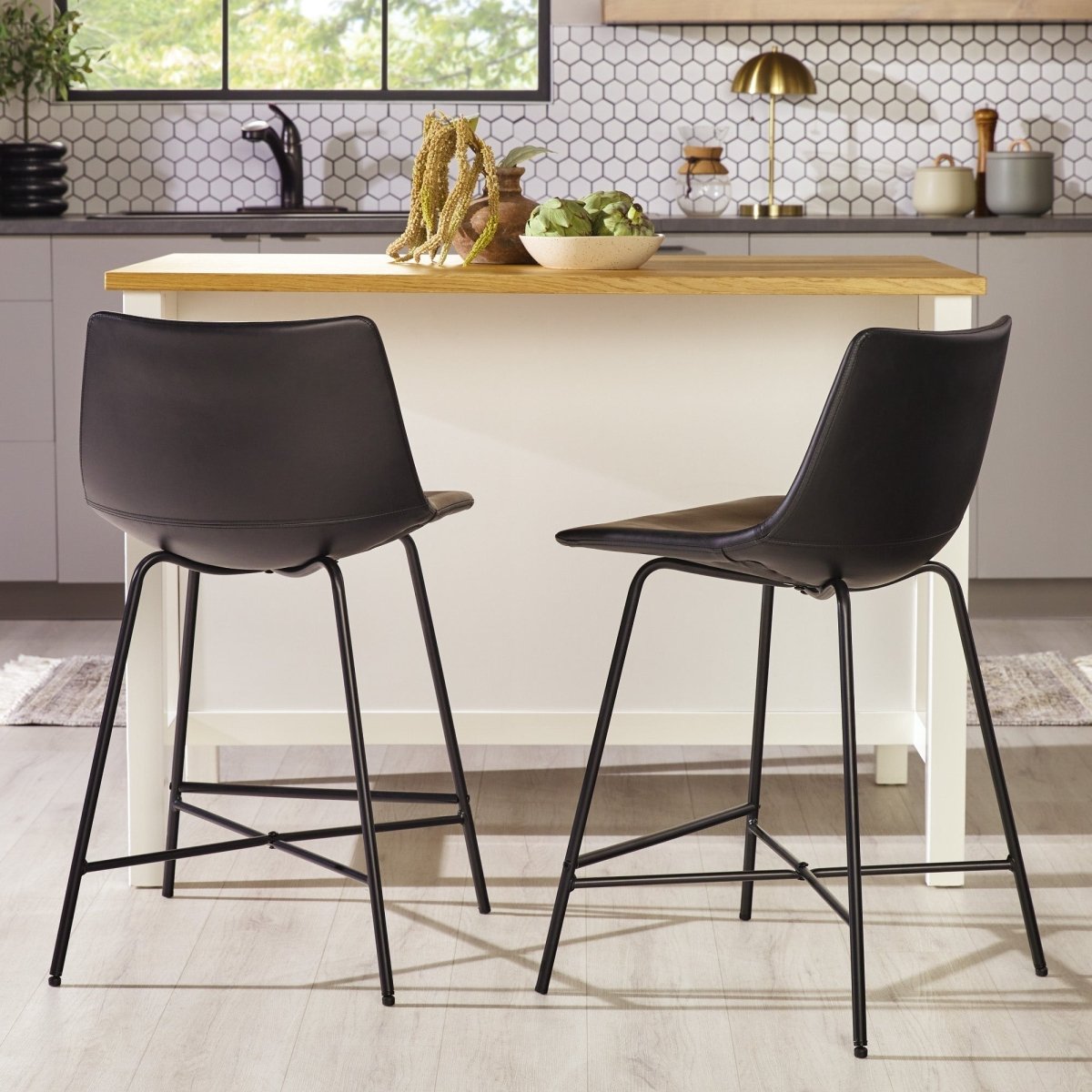 Walker Edison Xuma Modern Upholstered Seating Collection, Dining Chair or Counter Stool - Set of 2 - lily & onyx