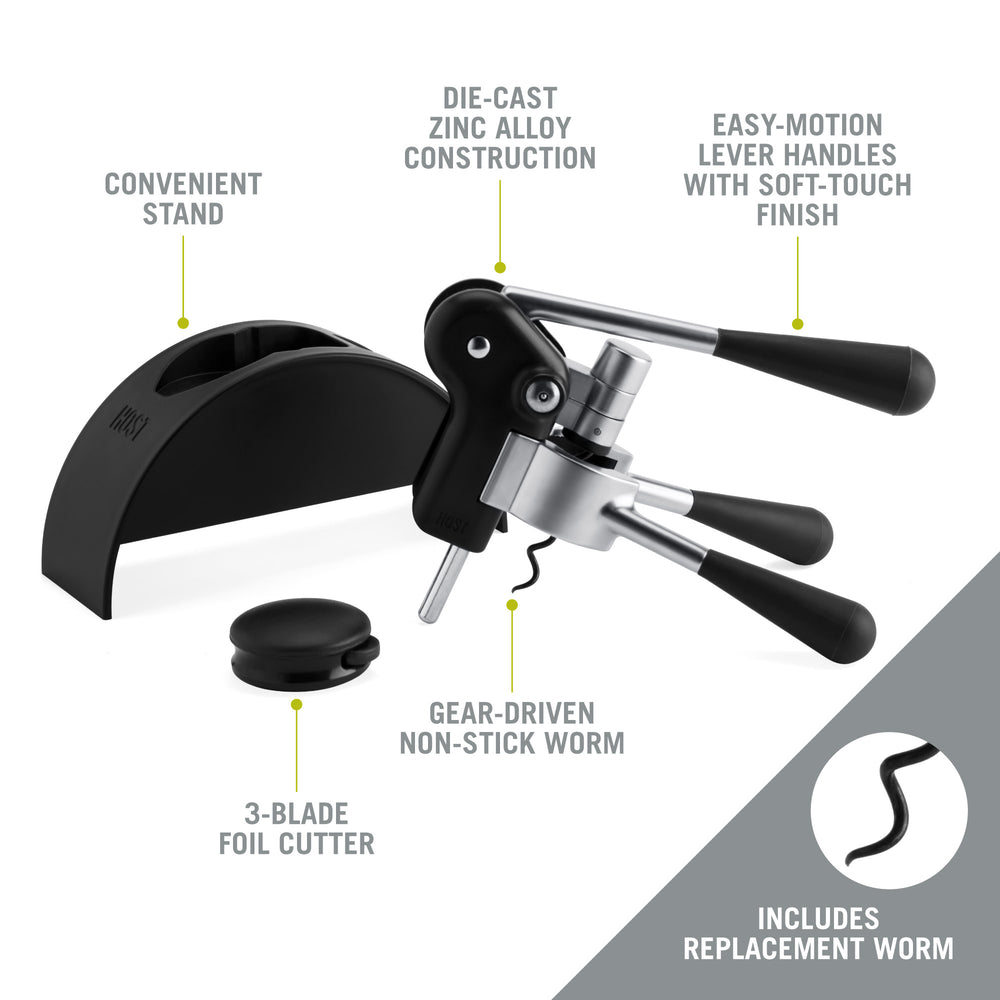 
                      
                        HOST Lever Corkscrew & Foil Cutter Set - lily & onyx
                      
                    