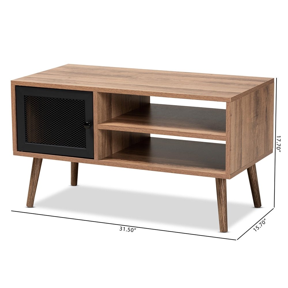 
                      
                        Baxton Studio Yuna Mid Century Modern Transitional Natural Brown Finished Wood & Black Metal Door Coffee Table - lily & onyx
                      
                    