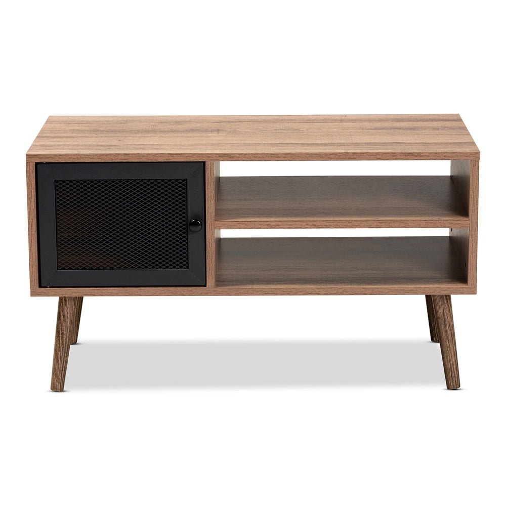 
                      
                        Baxton Studio Yuna Mid Century Modern Transitional Natural Brown Finished Wood & Black Metal Door Coffee Table - lily & onyx
                      
                    