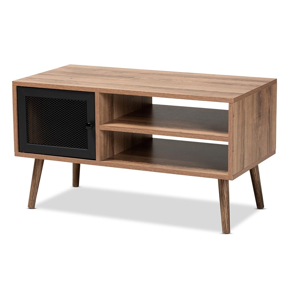 
                      
                        Baxton Studio Yuna Mid Century Modern Transitional Natural Brown Finished Wood & Black Metal Door Coffee Table - lily & onyx
                      
                    
