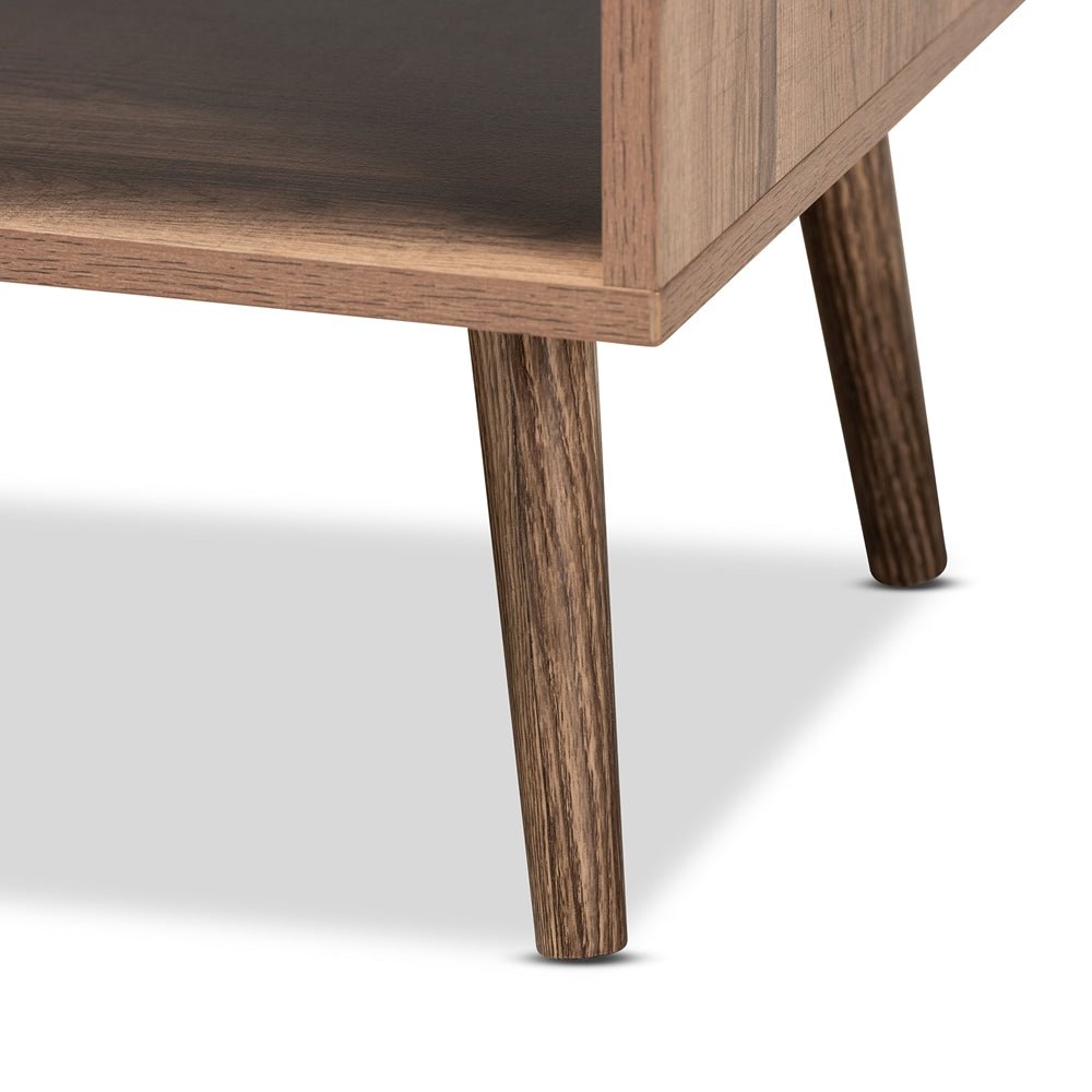 
                      
                        Baxton Studio Yuna Mid Century Modern Transitional Natural Brown Finished Wood & Black Metal Door Coffee Table - lily & onyx
                      
                    